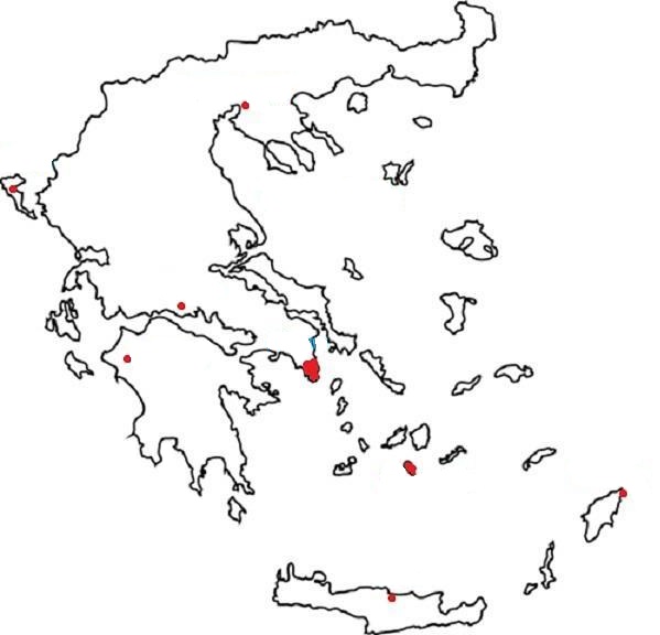 Karte von Griechenland ohne Beschriftung